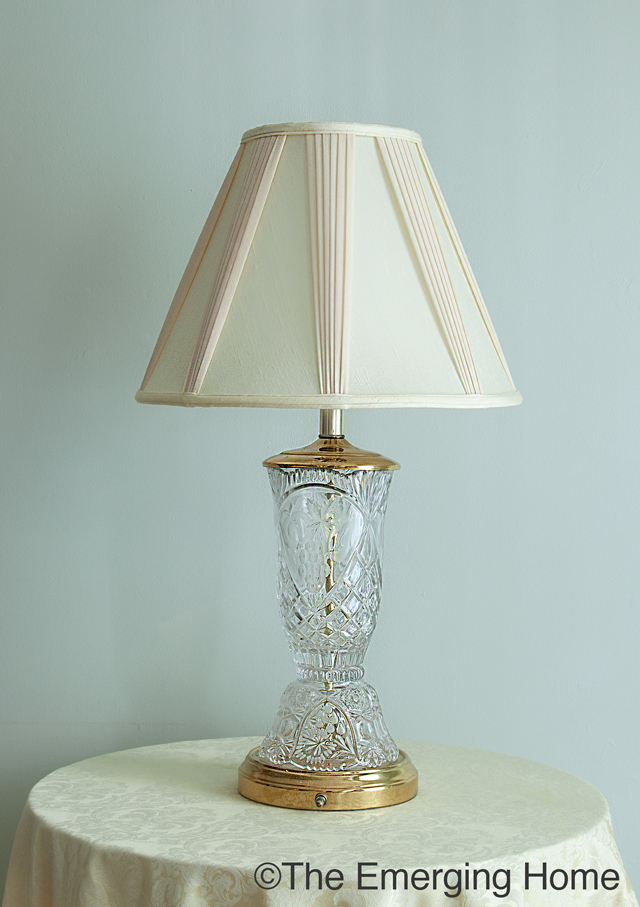 original crystal and brass lamp with pleated shade